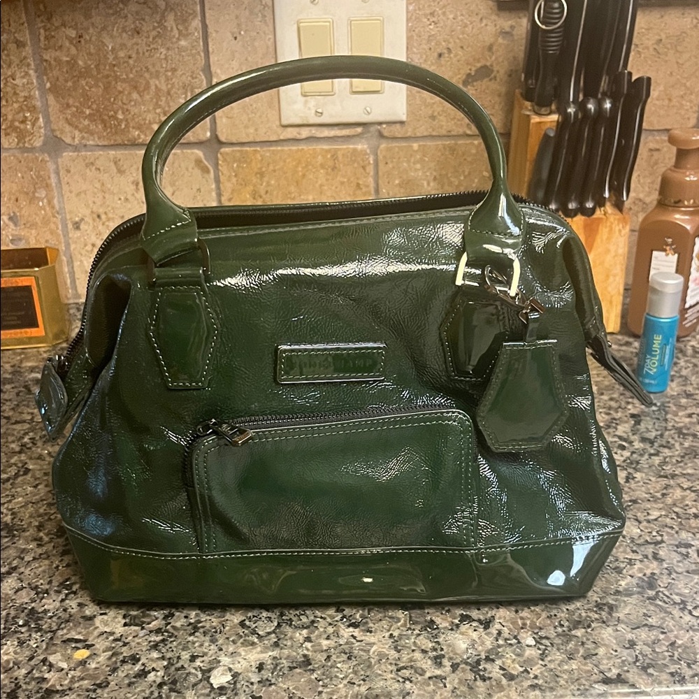 Longchamp Legend Verni Green Patent Leather Handbag NWOT